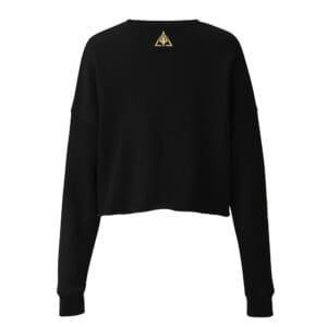 A black sweater with a bee on the back of it.