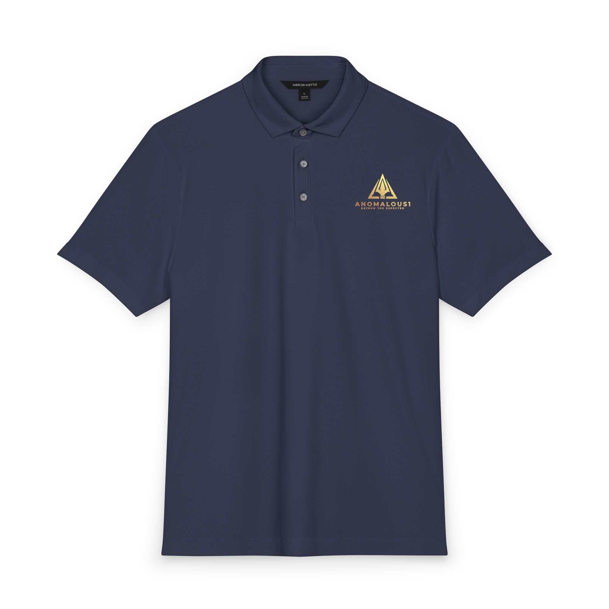 Anomalous1 Embroidered Gold Mountain Polo Shirt - Men's Mercer+Mettle Stretch Jersey - Image 18