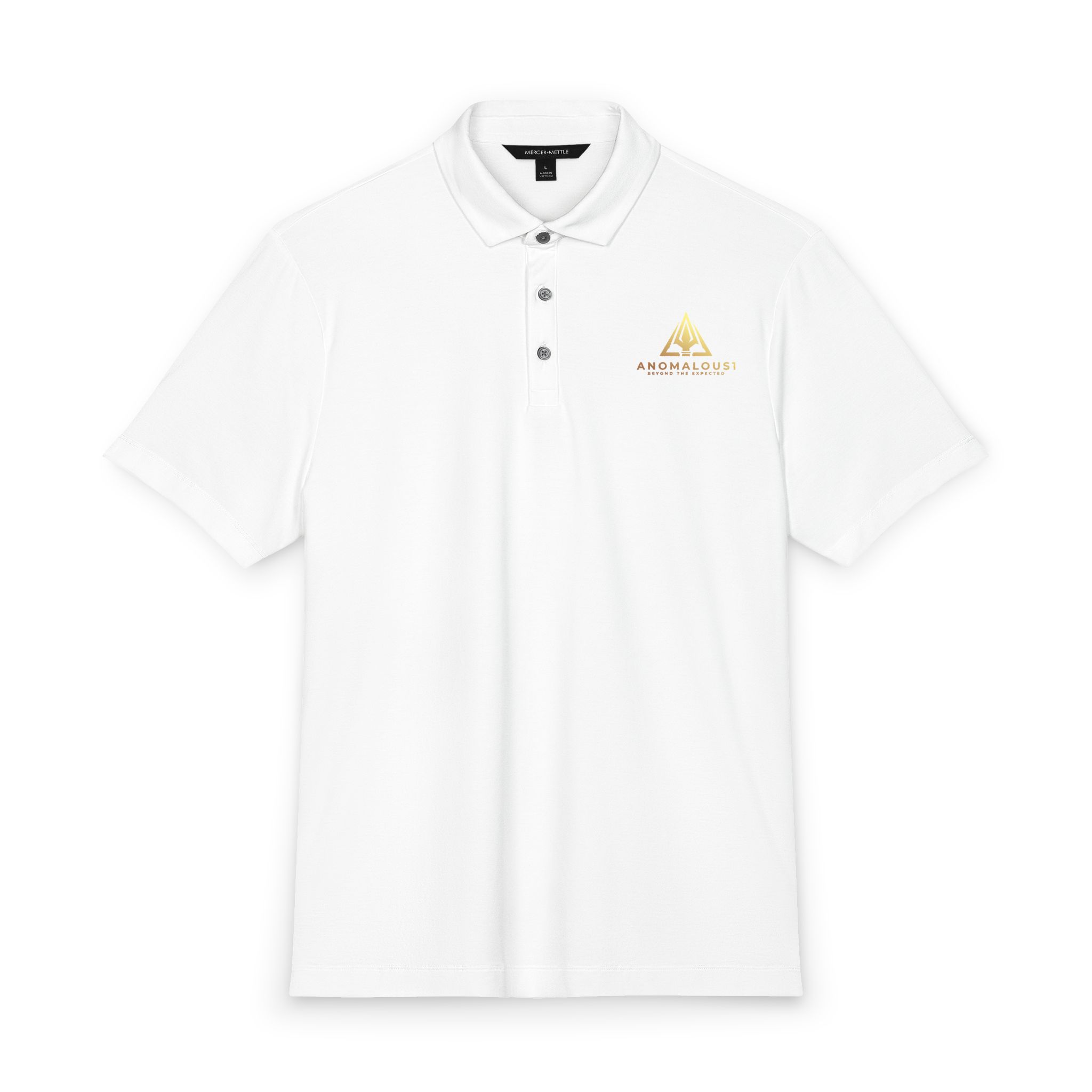Anomalous1 Embroidered Gold Mountain Polo Shirt - Men's Mercer+Mettle Stretch Jersey - Image 4