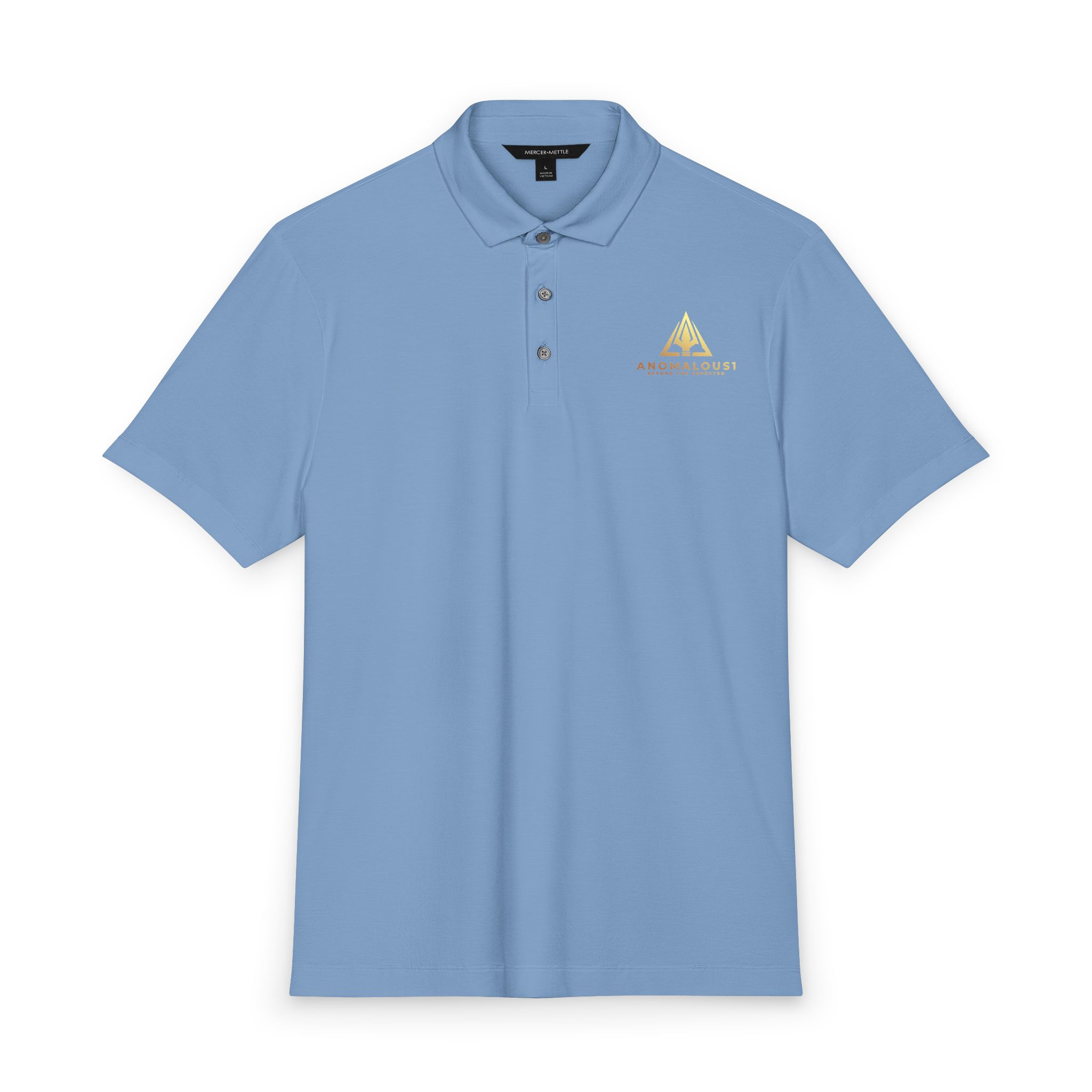 Anomalous1 Embroidered Gold Mountain Polo Shirt - Men's Mercer+Mettle Stretch Jersey - Image 15